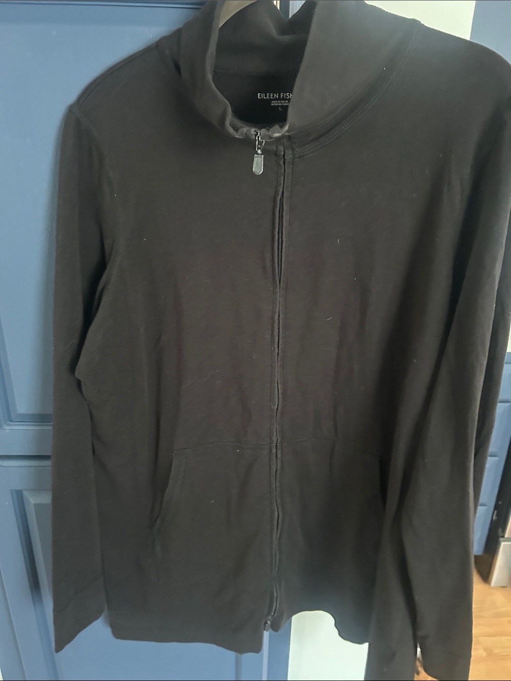 Eileen Fisher black large ladies full zip top /jacket